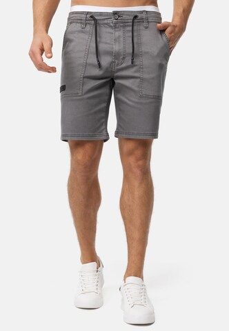 INDICODE JEANS Regular Trousers 'Diago' in Grey: front