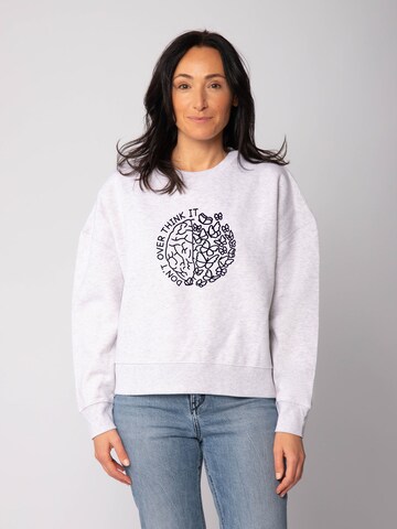 Watapparel Sweatshirt 'Don't overthink it' in Grijs: voorkant