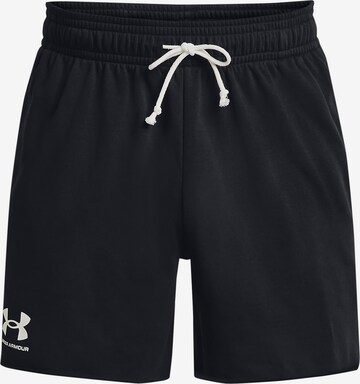 Regular Pantalon de sport 'Rival Terry 6' UNDER ARMOUR en noir : devant