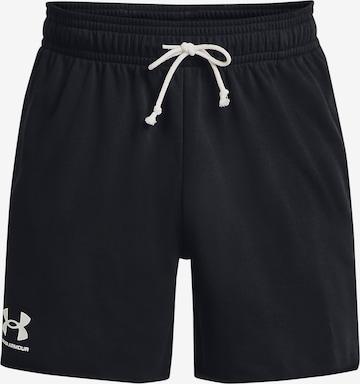 UNDER ARMOUR Regular Workout Pants 'Rival Terry 6' in Black: front