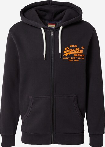 Superdry Zip-Up Hoodie in Black: front