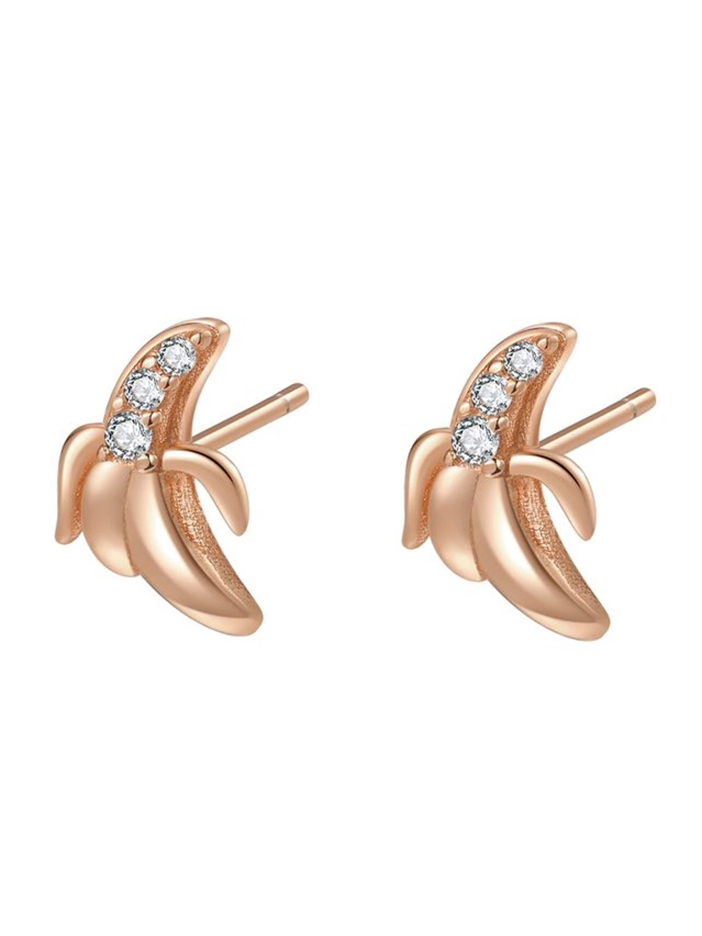 Hey Happiness Pendientes 'Sunny Banana' en oro rosa, Vista del producto