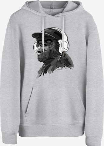 Felpa 'Monkey Mit DJ-Kopfhörer' di Cotton Prime in grigio: frontale