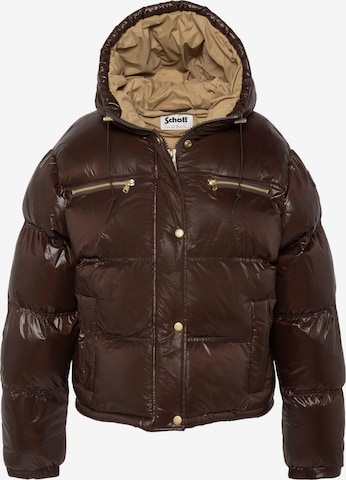 Schott NYC Wintermantel in Braun: Vorderseite