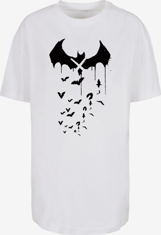 F4NT4STIC Oversized Shirt 'DC Comics Batman Arkham Bats X Drip' in White: front