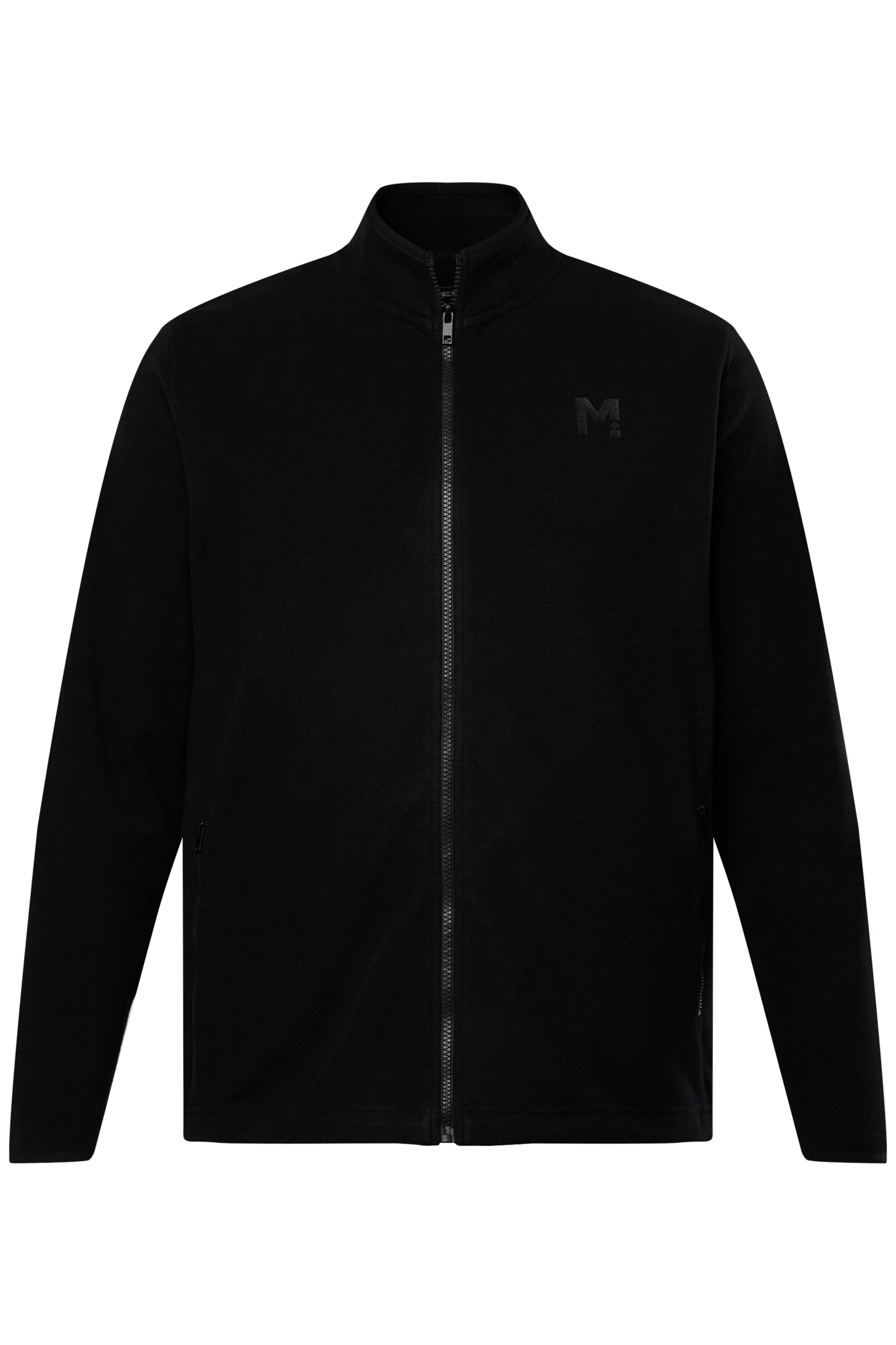 Men Plus Fleecejacke in Schwarz: Vorderseite