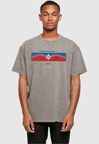 ABSOLUTE CULT Shirt 'Captain Marvel - Sending' in Grijs: voorkant
