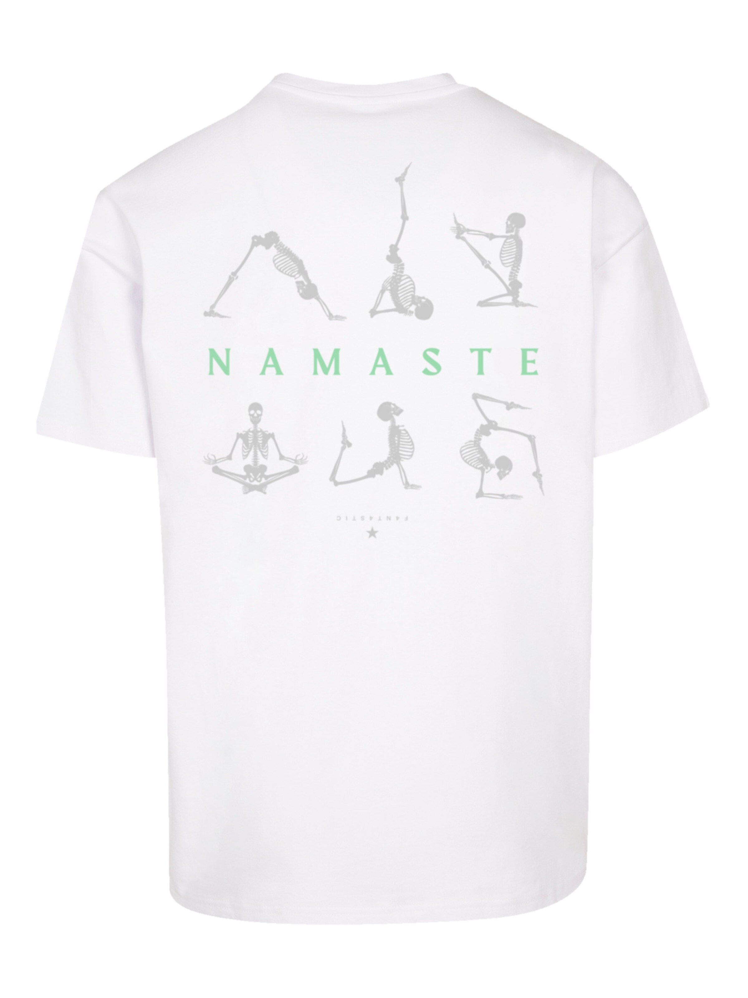 F4NT4STIC Shirt 'Namaste Yoga Skelett Halloween' in White