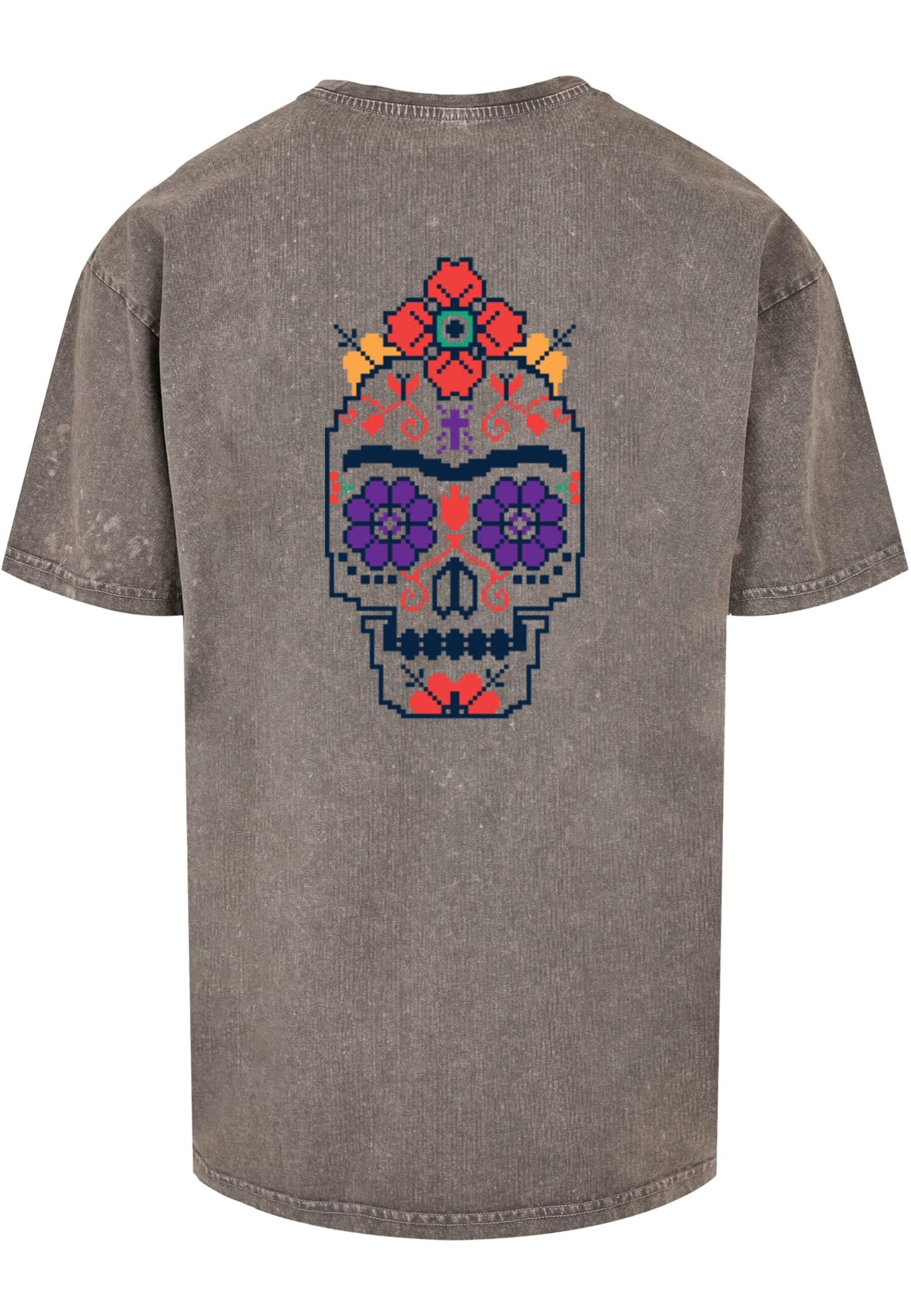 Merchcode T-Shirt 'Pixels Viva La Vida' in Grau