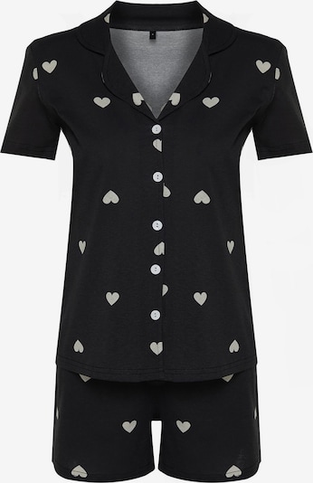 Trendyol Pidžama ar šortiem, krāsa - melns / gandrīz balts, Preces skats