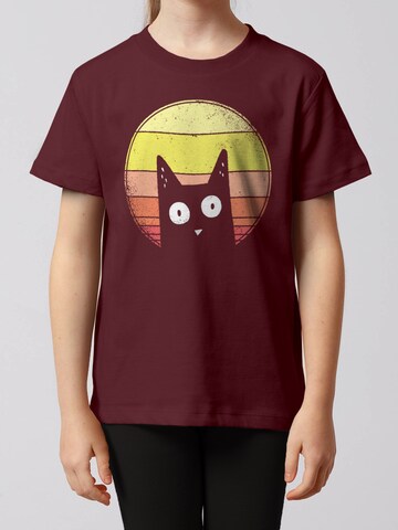 watabout.kids Shirt 'Sunset Cat' in Red: front