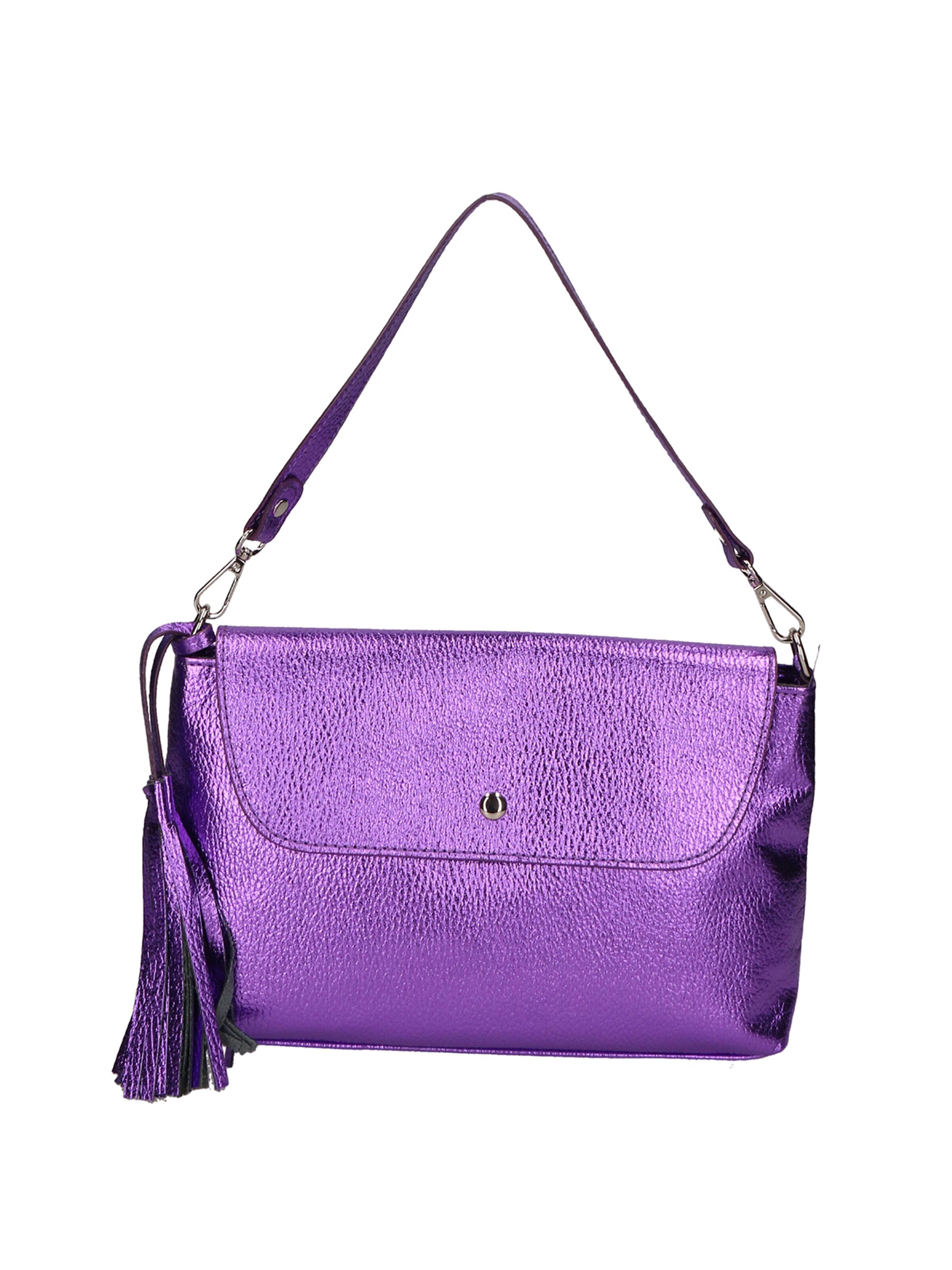 Pochette 'Pochette Donna Pelle Dollaro Laminato con Tracolla Rimovibile - Made in Italy' di Gave Lux in lilla: frontale