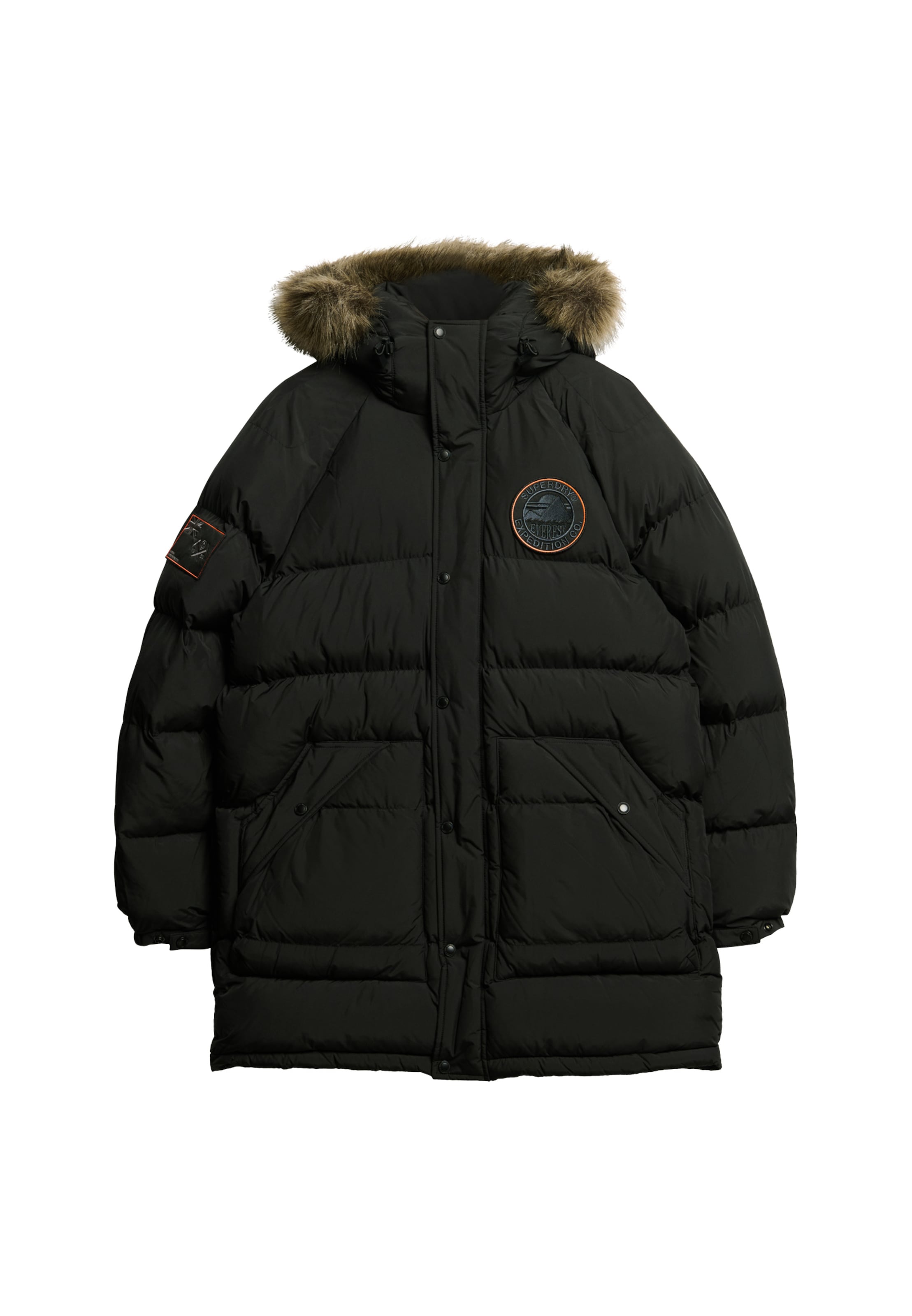 Superdry Winterparka 'Everest' in Zwart: voorkant