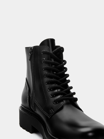 Pull&Bear Lace-Up Ankle Boots in Black