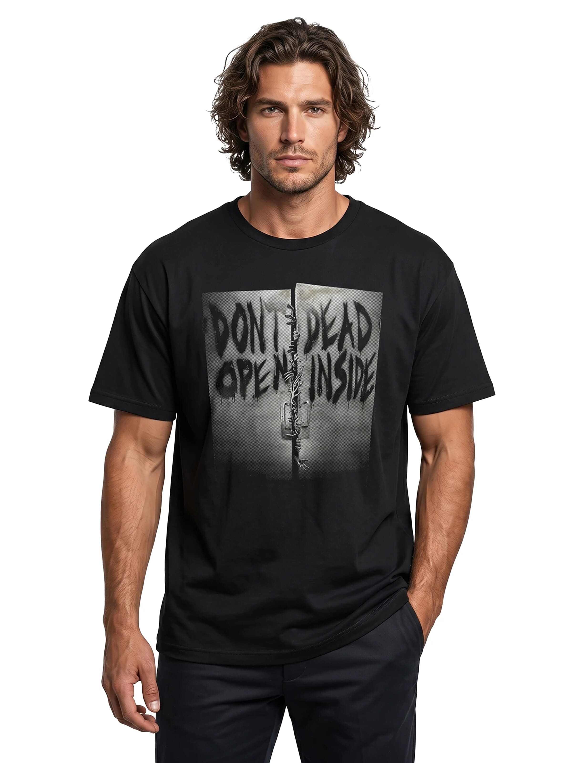 MAKAYA Shirt 'Don´t open dead inside' in Black