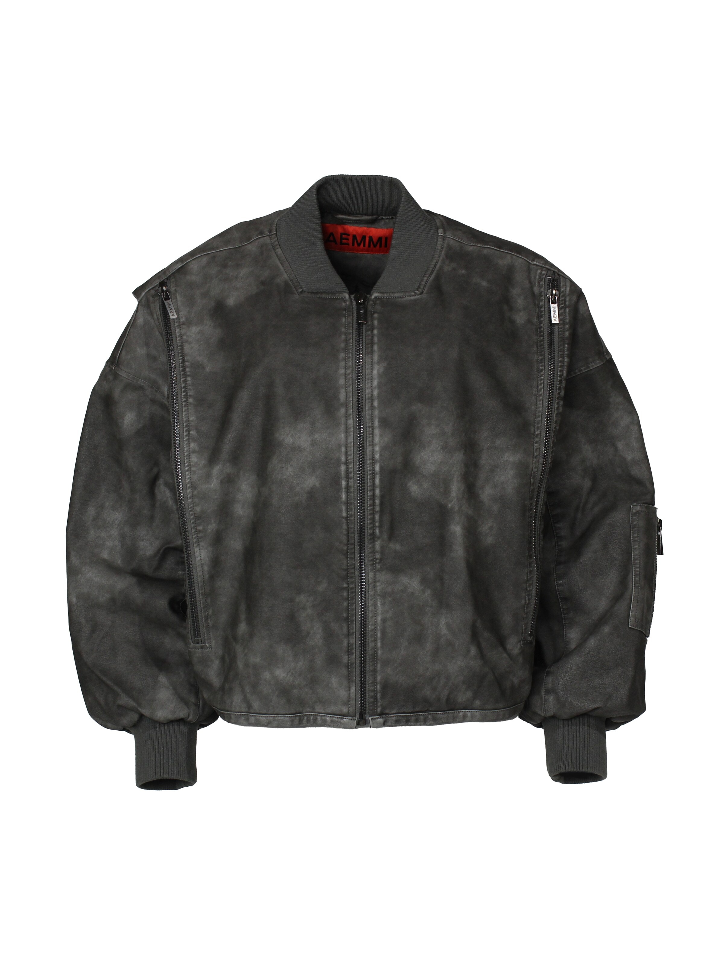 AEMMI Übergangsjacke 'Leather Bomber'‌‌‌‌‌‌‌‌ in Grau: Vorderseite