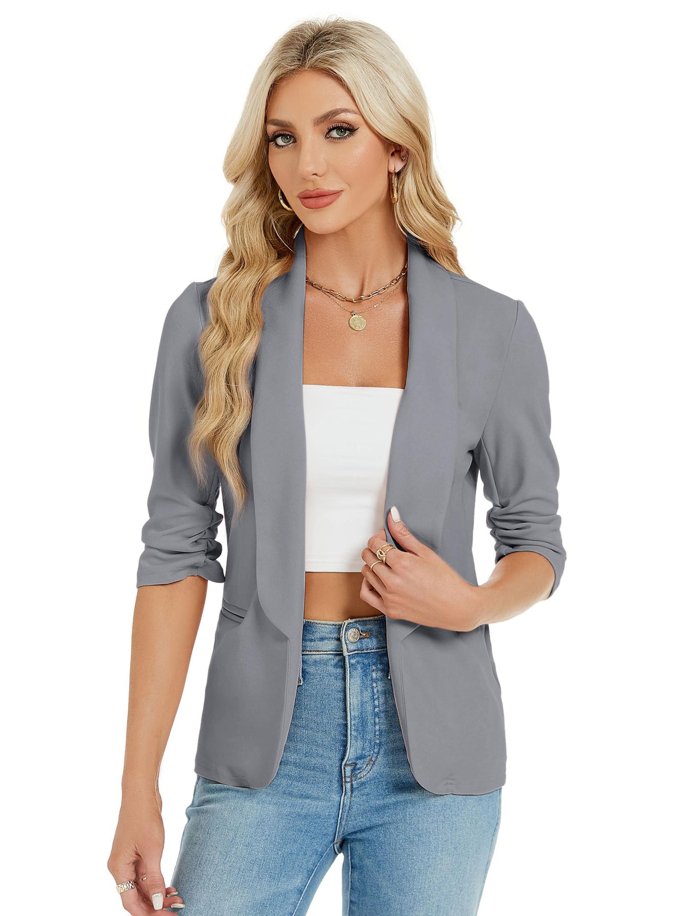 Yesfashion Blazer in Grey: front