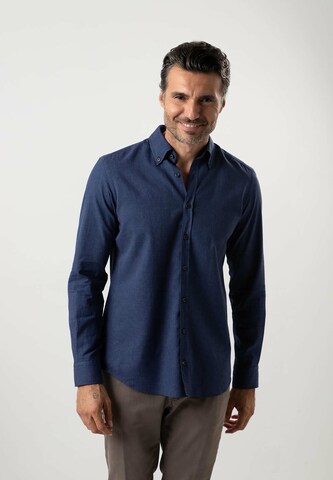 Black Label Shirt Regular fit Zakelijk overhemd 'MELANGE' in Blauw: voorkant