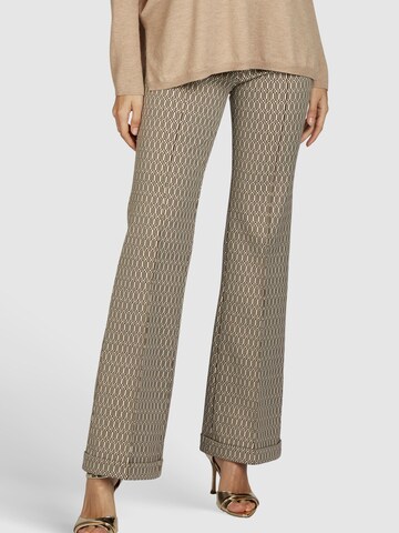 MARC AUREL Flared Pleated Pants in Beige: front