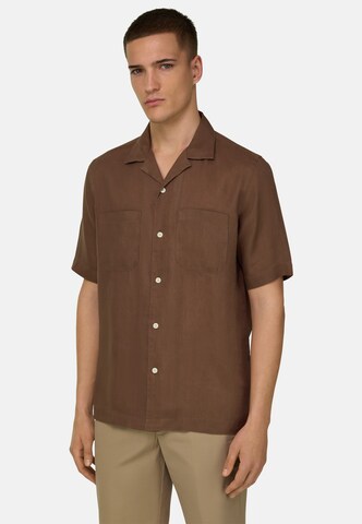 Boggi Milano Regular fit Button Up Shirt in Brown: front