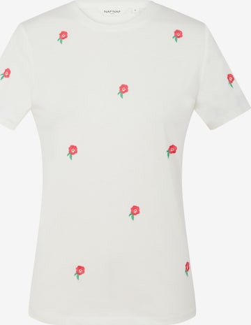 NAF NAF T-shirt ' Rejina Fleurs ' i vit: framsida