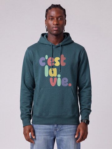 Felpa 'C'est La Vie' di Watapparel in blu: frontale