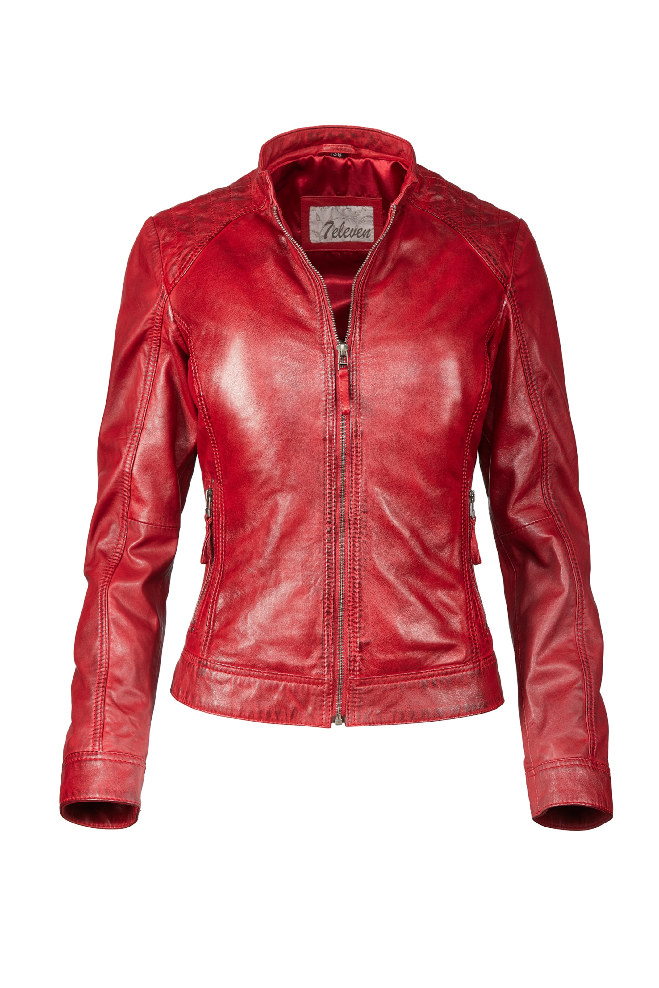 7ELEVEN Lederjacke 'SERosali' in Rot: Vorderseite