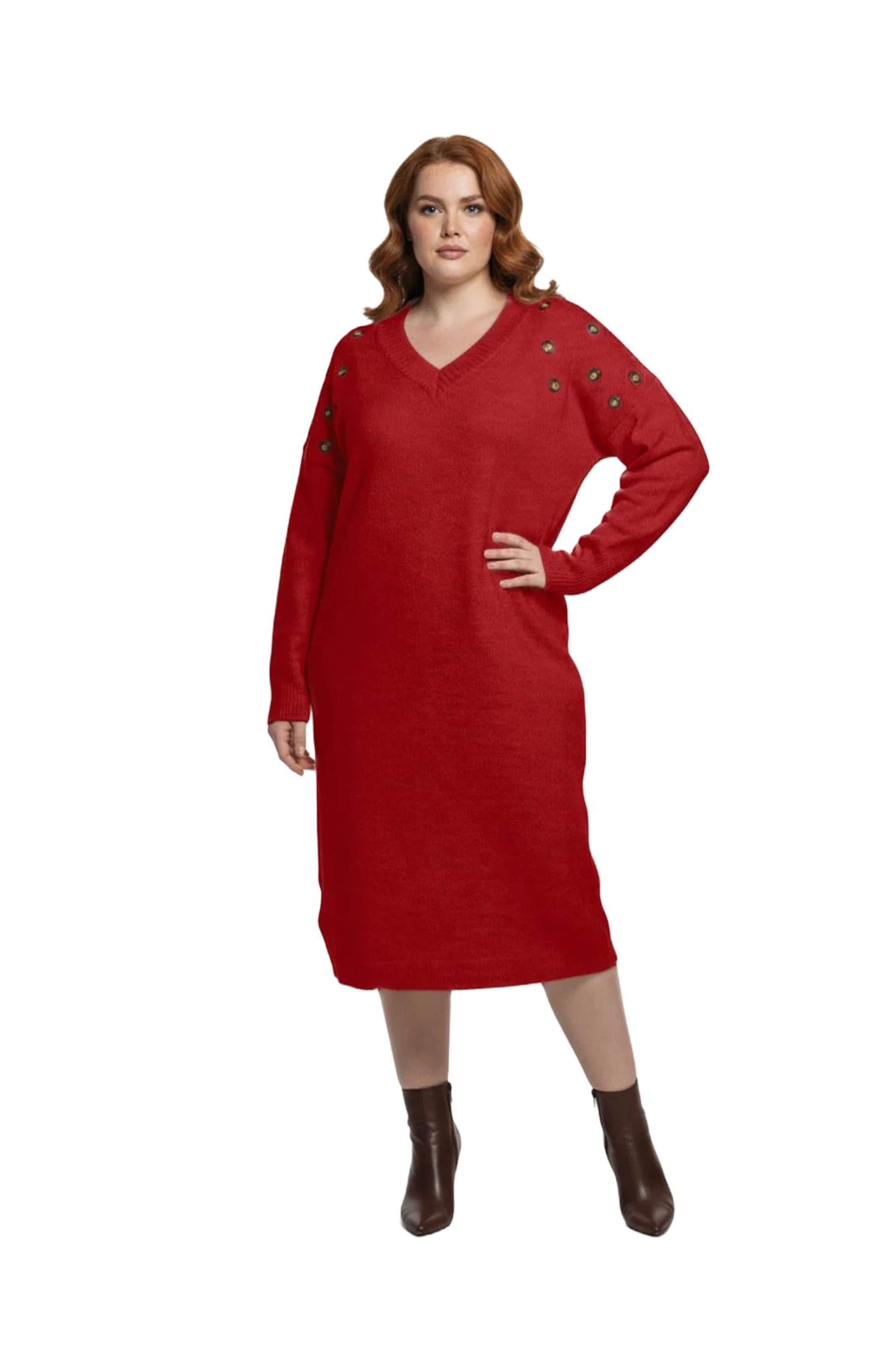 Shape Of You Gebreide jurk in Rood: voorkant