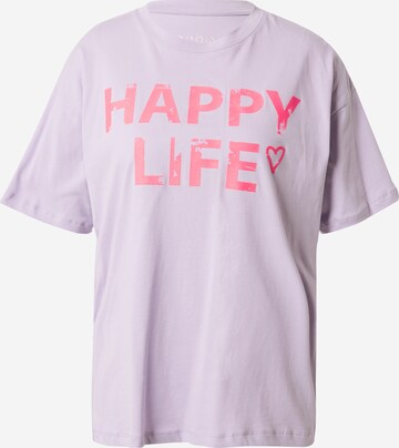 Frogbox Shirt 'Happy Life' in Lila: voorkant