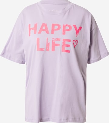 Frogbox - Camisa 'Happy Life' em roxo: frente