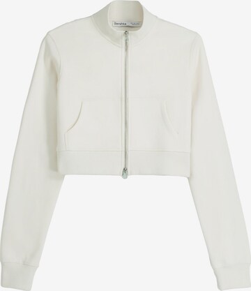 Bershka Sweat jacket in Beige: front