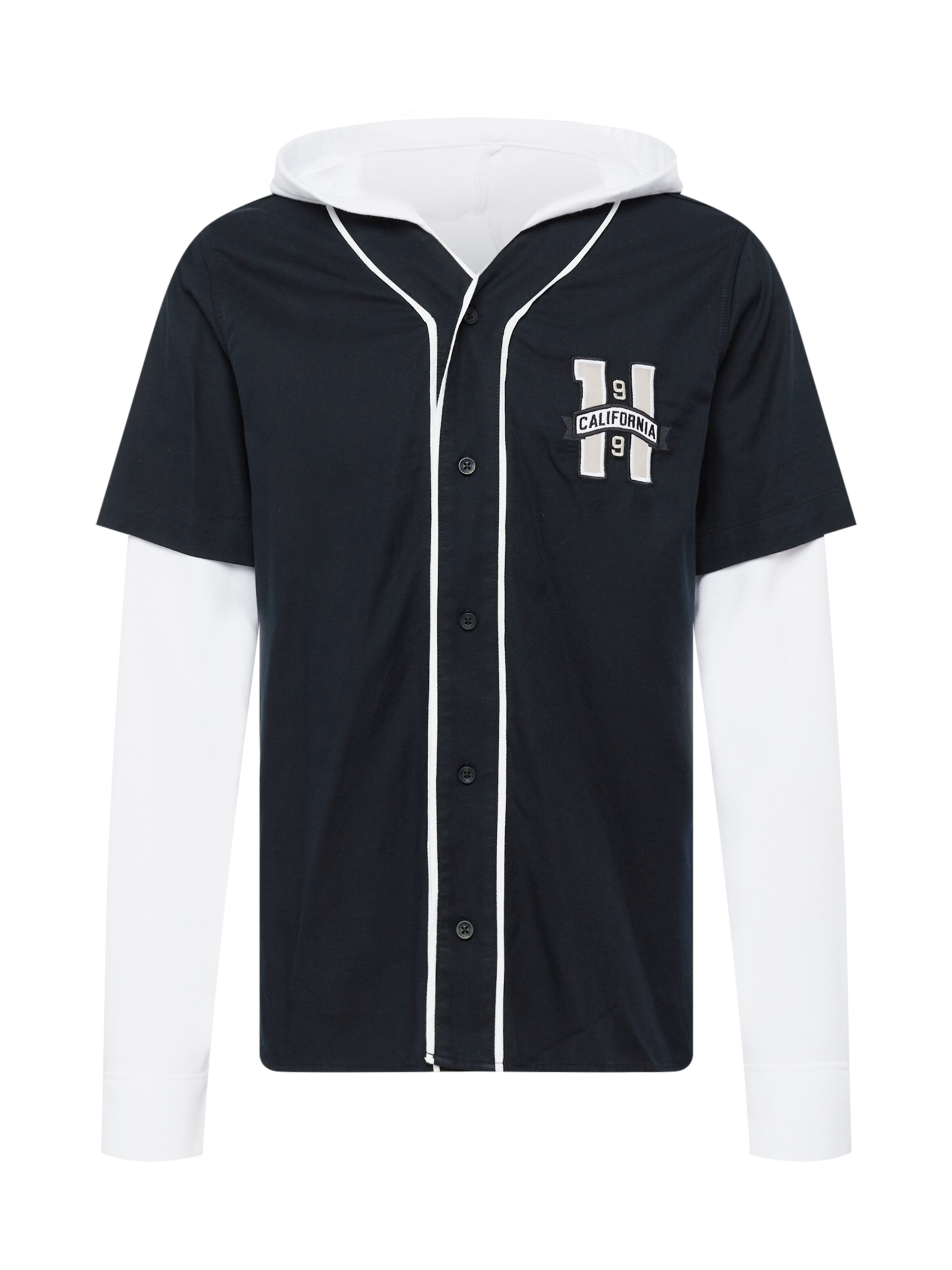 HOLLISTER Regular fit Πουκάμισο σε μαύρο: μπροστά