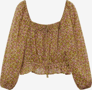 MANGO Bluse 'Plise' i grøn: forside