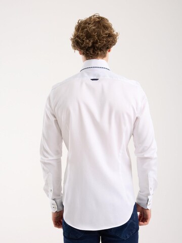 Slim fit Camicia business 'Vesuvio Iconic Satin Man Shirt Light Blue' di 7Camicie in bianco