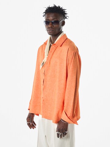 VAMOS CLO Comfort fit Button Up Shirt in Orange