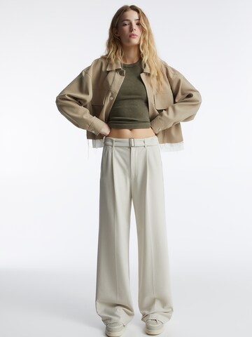 Pull&Bear Wide Leg Hose in Beige