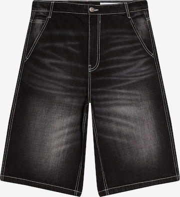 Bershka Široke hlačnice Kavbojke | črna barva: sprednja stran