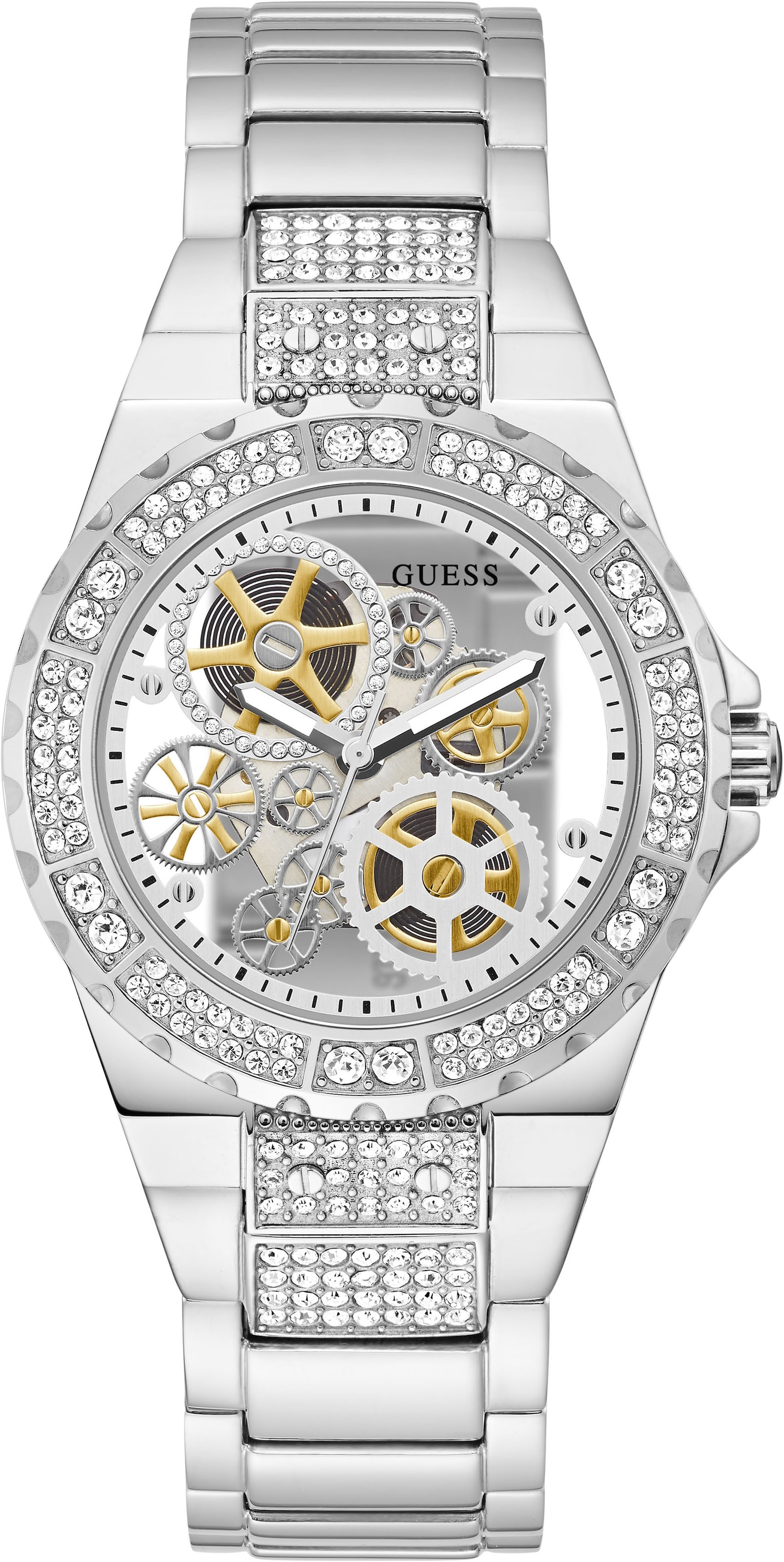 GUESS Analoog horloge in de kleur Goud / Zwart / Zilver / Wit, Productweergave