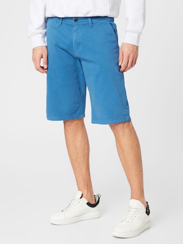 QS Regular Chino in Blauw: voorkant