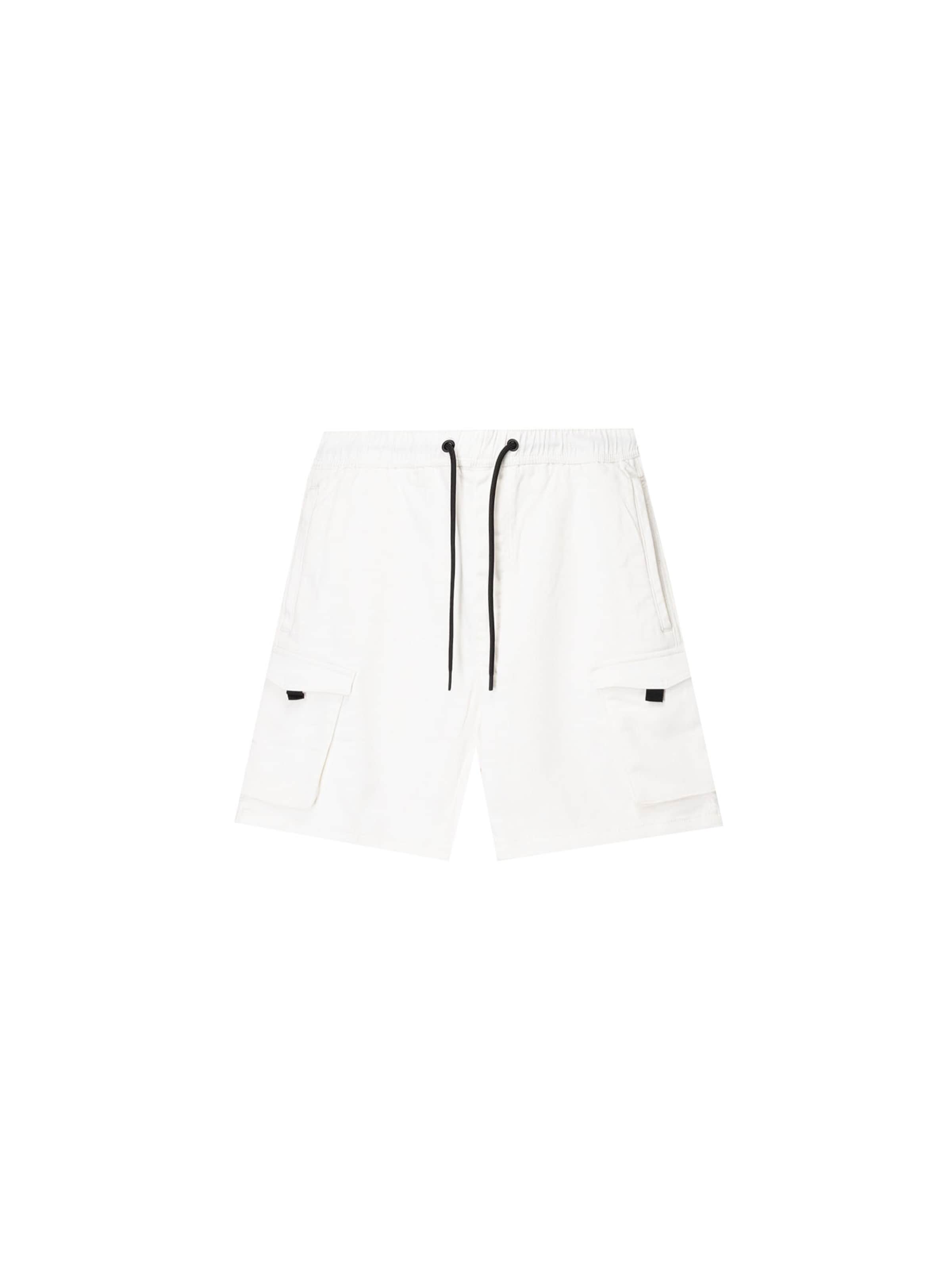 Bershka Loosefit Cargobyxa i vit: framsida