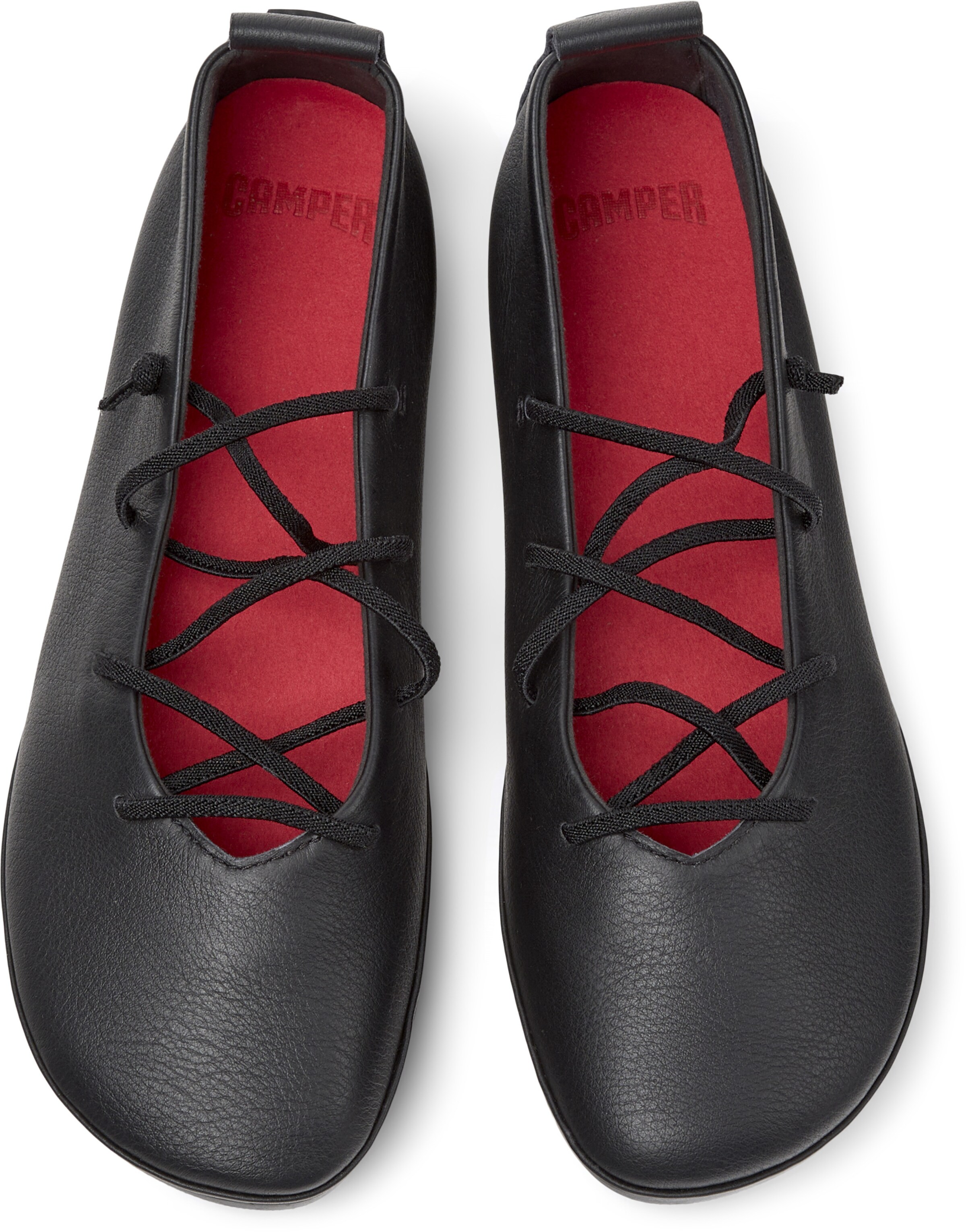 CAMPER Ballerina met riempjes 'Right Nina' in Zwart