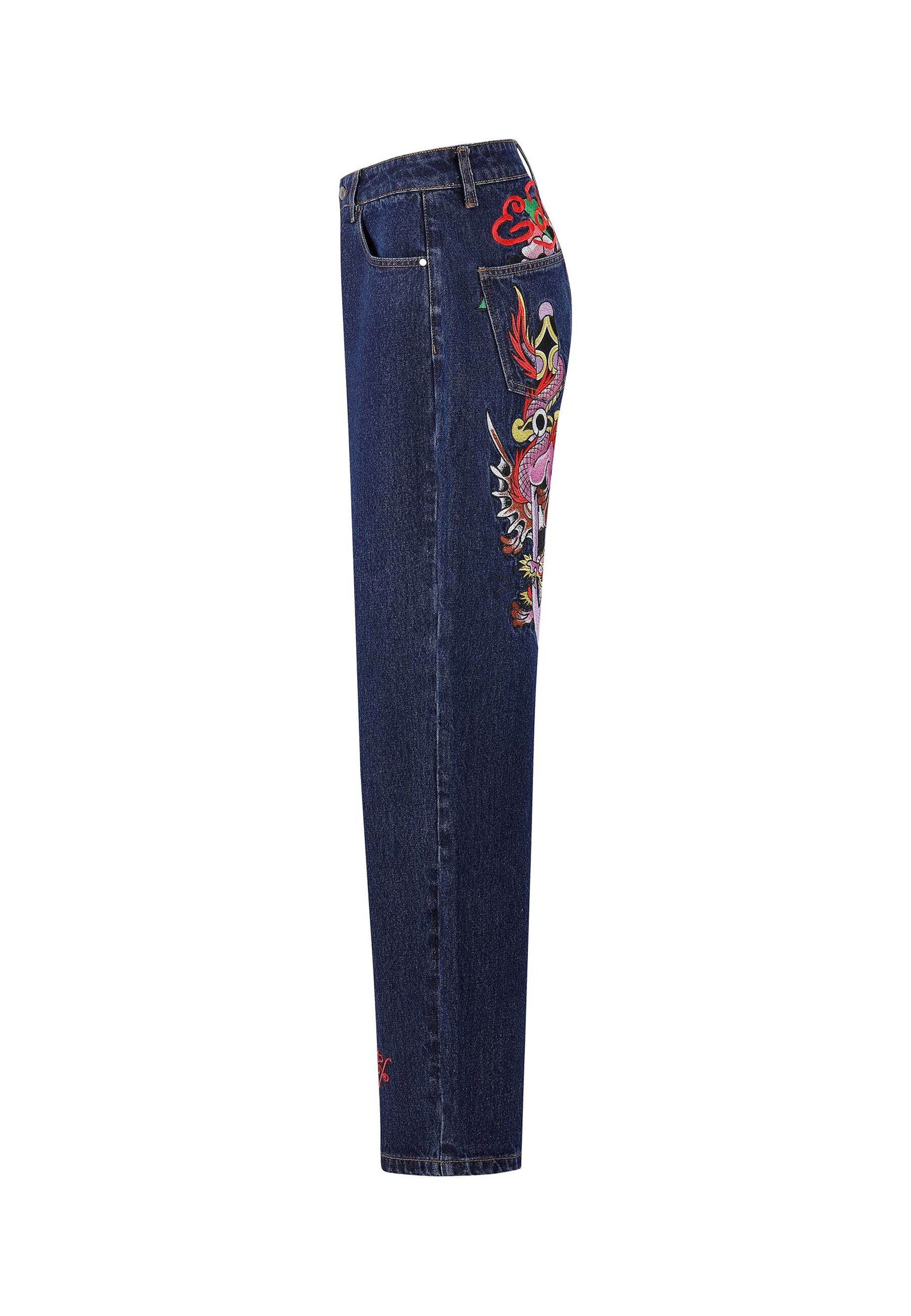 Loosefit Jeans 'Dragon and Sword' di Ed Hardy in blu