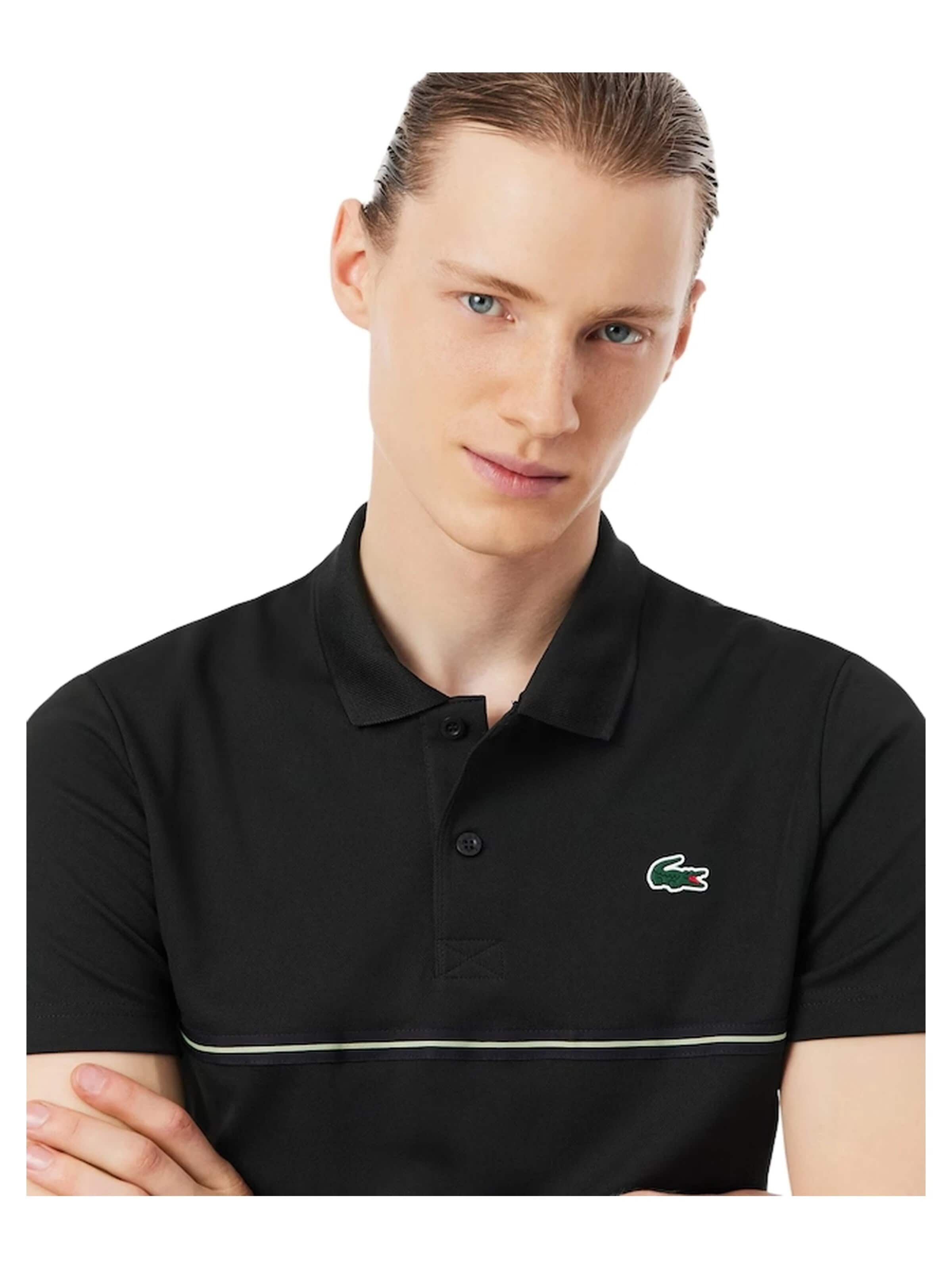 LACOSTE - Camiseta 'Polo lacoste negro back logo ultra dry polo shirt' en negro