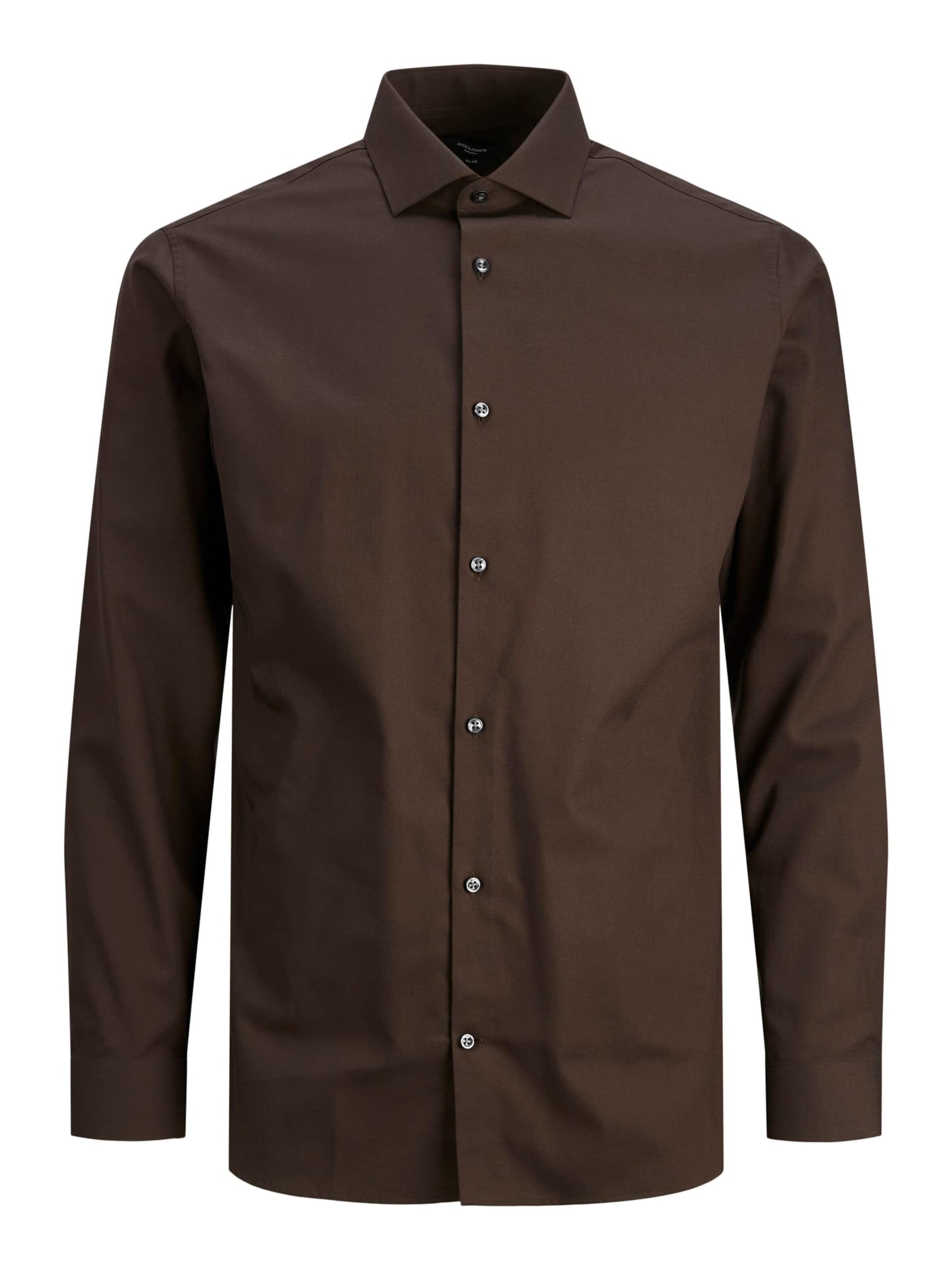 JACK & JONES Comfort fit Button Up Shirt 'blaparker' in Brown: front