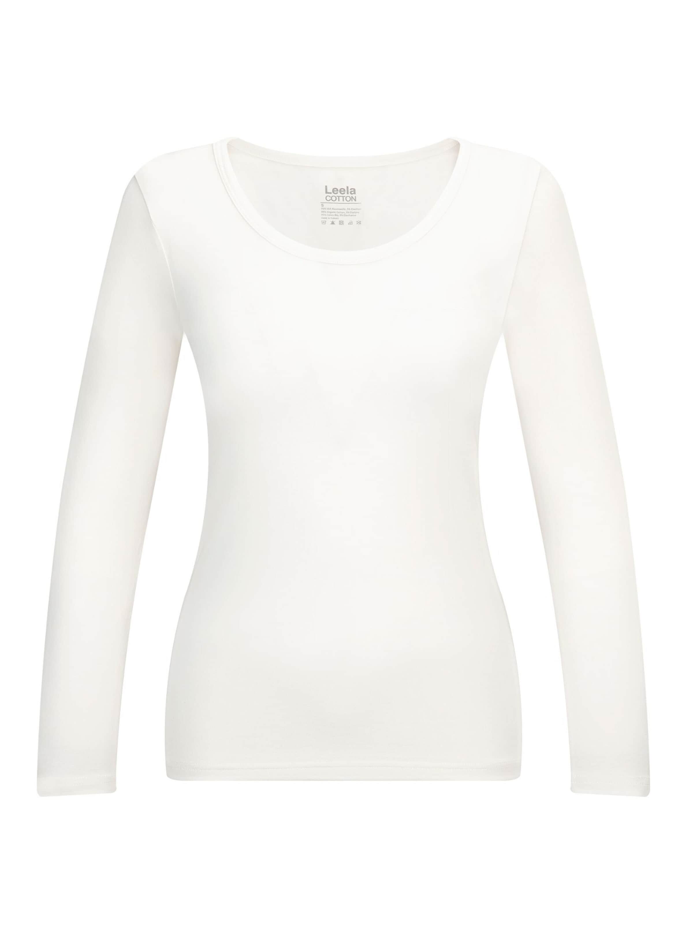 Leela COTTON Shirt 'Damen Bio-Baumwoll Langarmshirt tailliert' in White: front