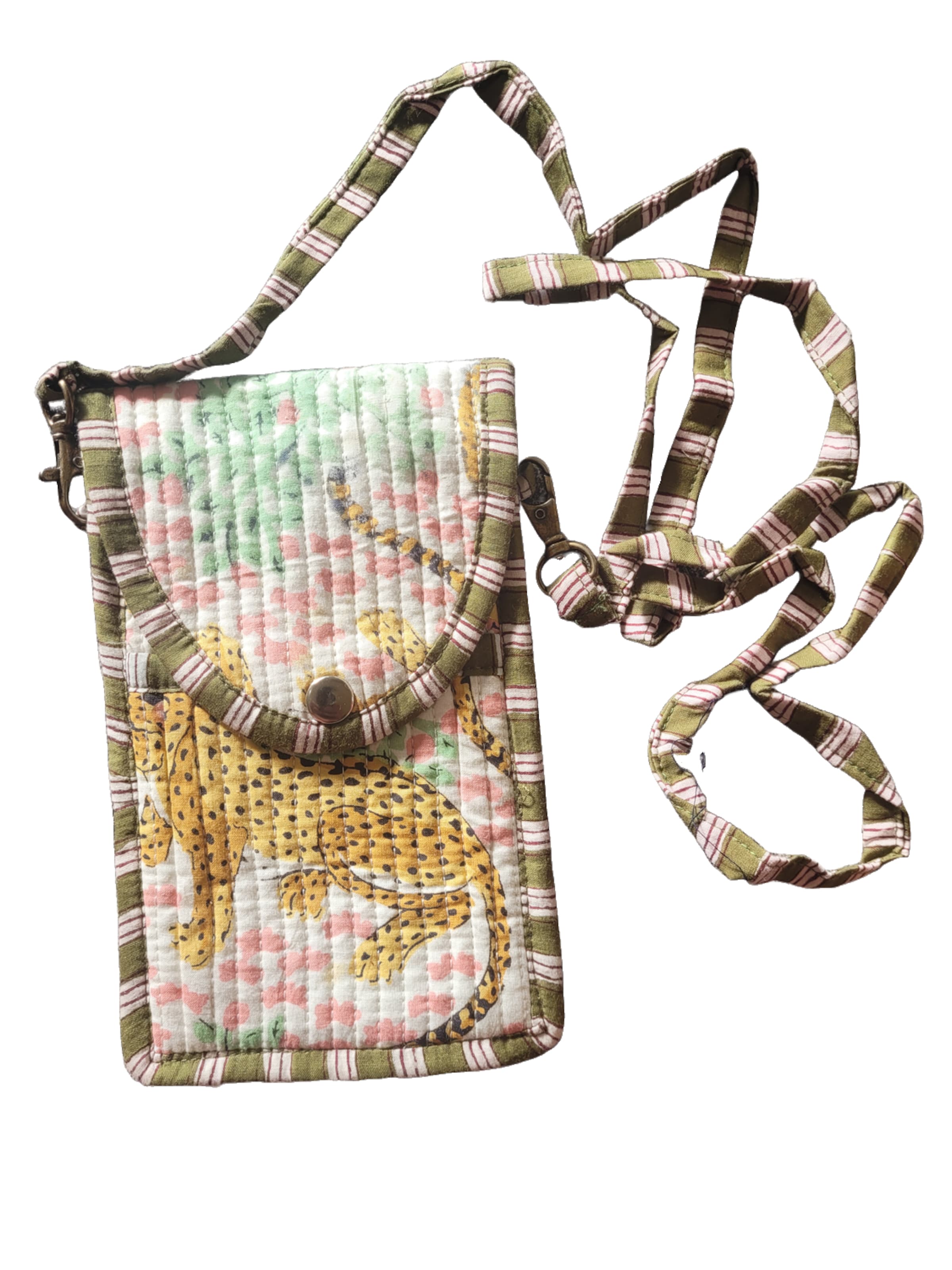 PfauGermany Umhängetasche 'Vintage Cotton Quilted  Mobile Sling Bag .Length:19cm Width:11cm'‌ in Orange: Vorderseite