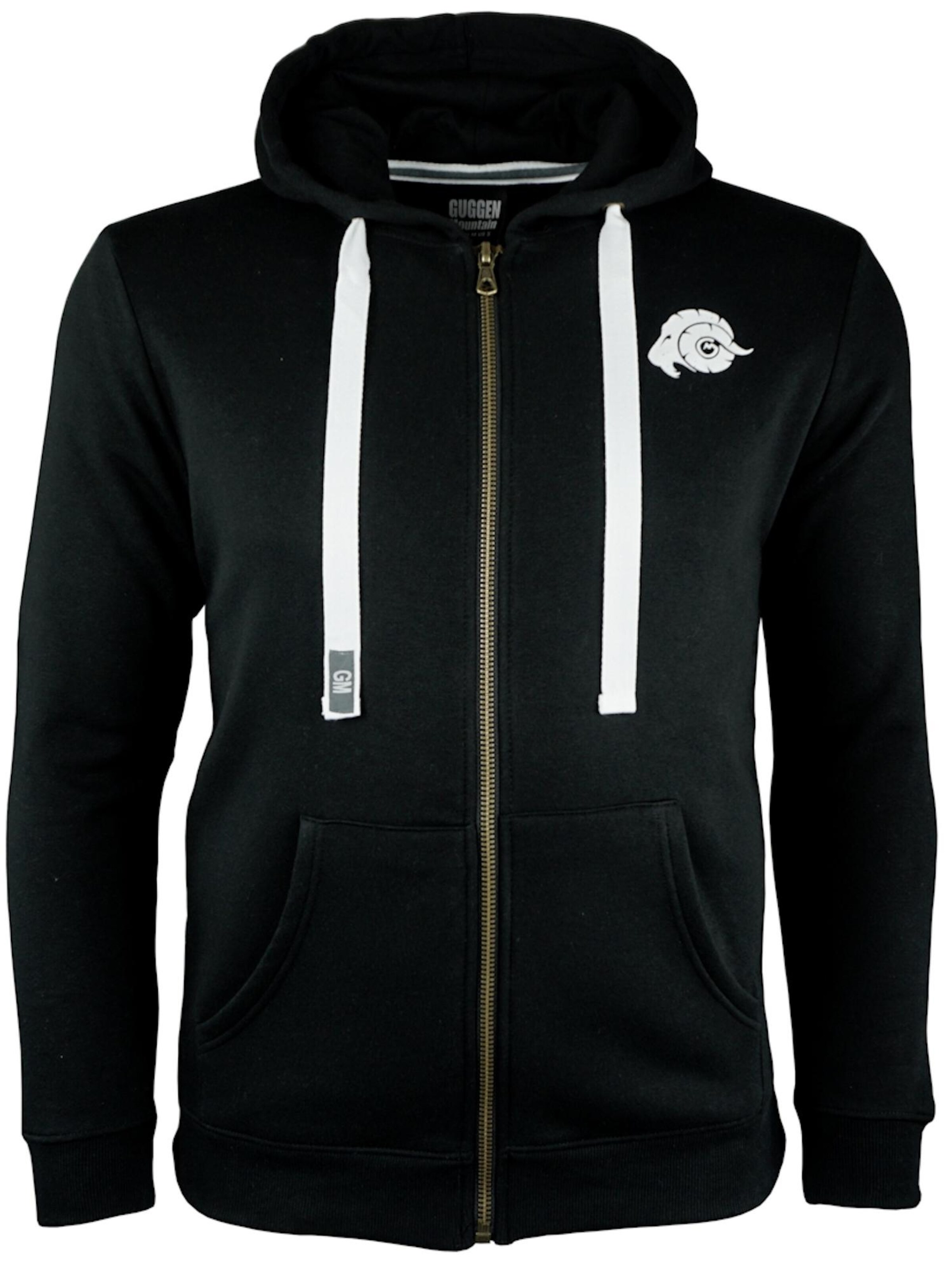 Guggen Mountain Sweatshirt 'Kapuzenpullover H06 Fleece Hoodie' in Black: front