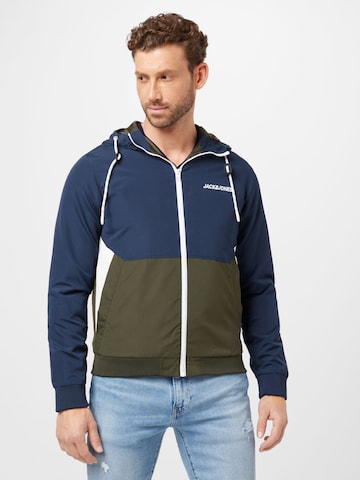 JACK & JONES Přechodná bunda 'JJERush' – modrá: přední strana