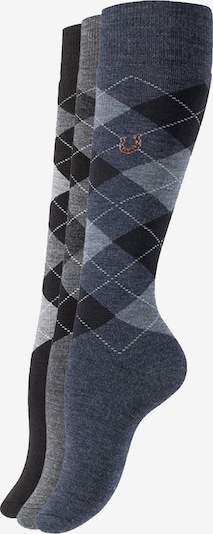 Vincent Creation Kniestrümpfe 'Karo Classic' in rauchblau / taubenblau / graumeliert / schwarz / weiß, Produktansicht