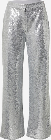 EDITED Wide leg Broek 'Dasha' in Zilver: voorkant